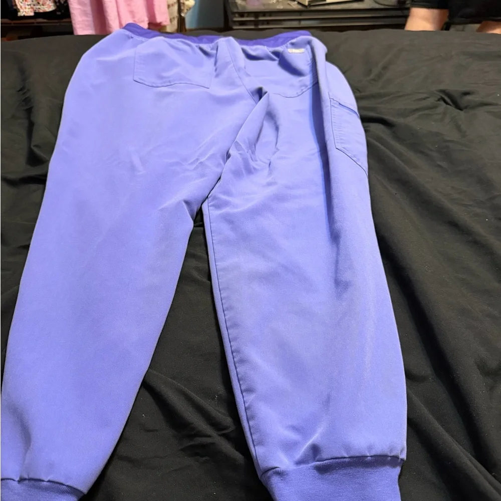 Figs Kids Lavender Jogger Pants with Yellow Drawstring - Picture 2 of 3